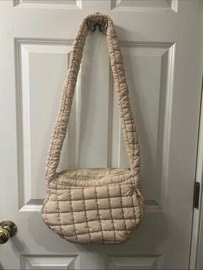 Urban Expressions Quilted Shoulder Bag in Light Beige